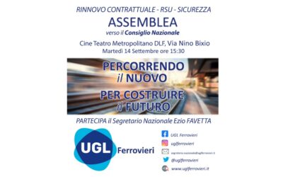 UGL FERROVIERI, 14 SETTEMBRE ASSEMBLEA A REGGIO CALABRIA