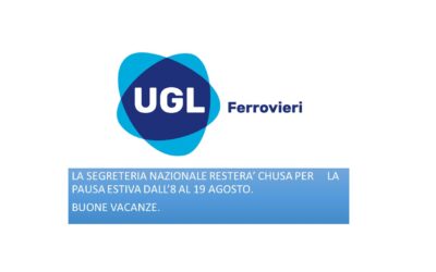 CHIUSURA ESTIVA DALL’8 AL 19 AGOSTO