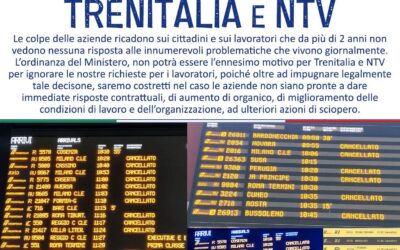 ALTISSIMA ADESIONE ALLO SCIOPERO DI TRENITALIA E ITALO: ORA CONTRATTAZIONE VERA